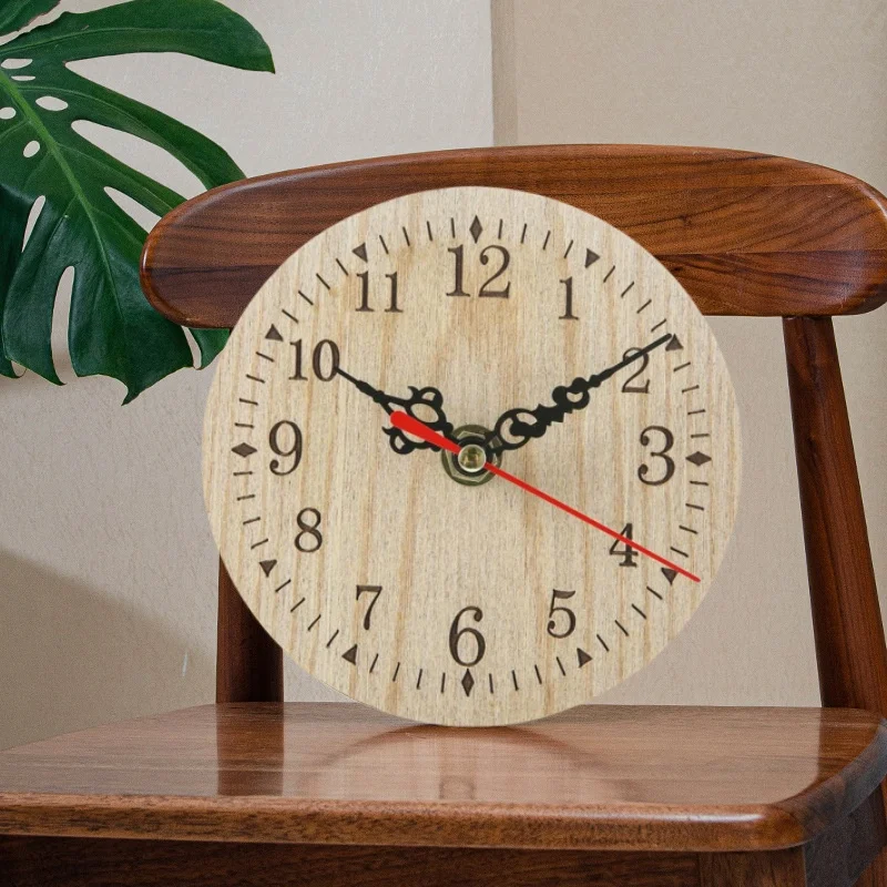 Деревянные Круглые Маленькие Настенные Часы В Стиле Ретро Бесшумные Настольные