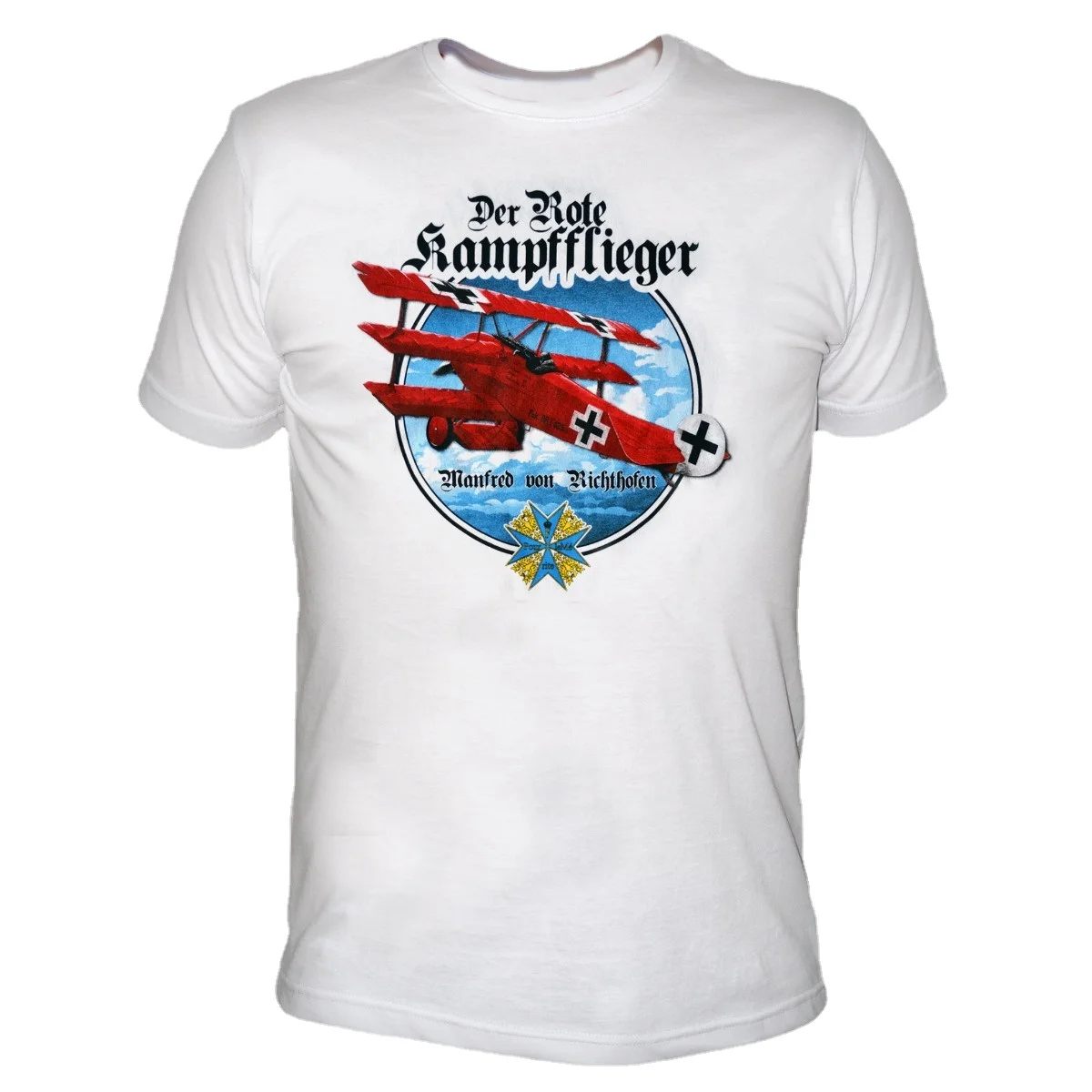 

WWI German Ace Pilot Red Baron Fokker DR1 Three Wing Fighter T-Shirt. Summer Cotton O-Neck Short Sleeve Mens T Shirt New S-3XL