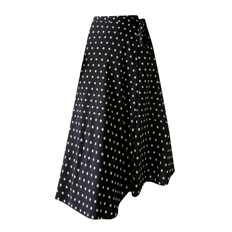 

COIGARSAM Women Skirt Summer 2020 New Casual Polka Dot Chiffon High Waist Black White Skirts Dropshipping