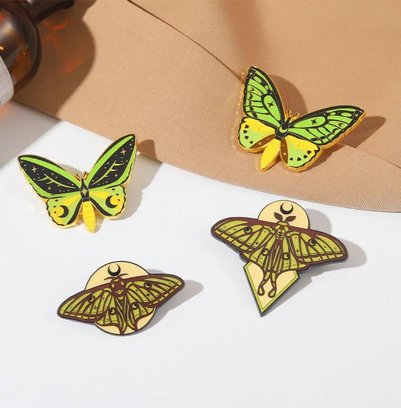

Светящиеся жесткие эмалевые булавки в форме бабочки, индивидуальные флуоресцентные броши в форме насекомых, Значки для рубашек и лацканов, ювелирные изделия, подарок для детей, друзей