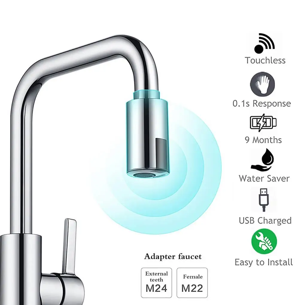 

Intelligent Faucet Sensor Non-touch Adapter USB Charging Bathroom