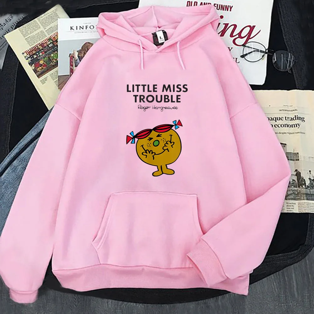 

Little Miss Trouble Hoodie Kawaii Sunshine Graphic Sweatshirts Women/Men Autumn Casual Tops Male Pullovers Girls Cartoon Clothes