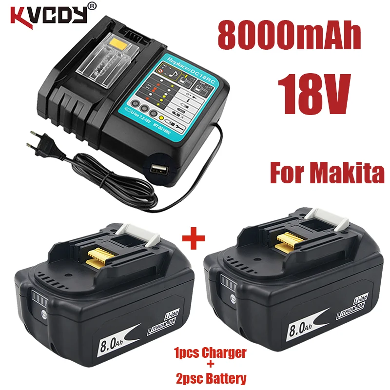 

Аккумуляторная батарея Makita bl1860, 18 в, 8000 мАч, литий-ионный аккумулятор bl1840, bl1850, bl1830, bl1860b, LXT 400 +, зарядное устройство