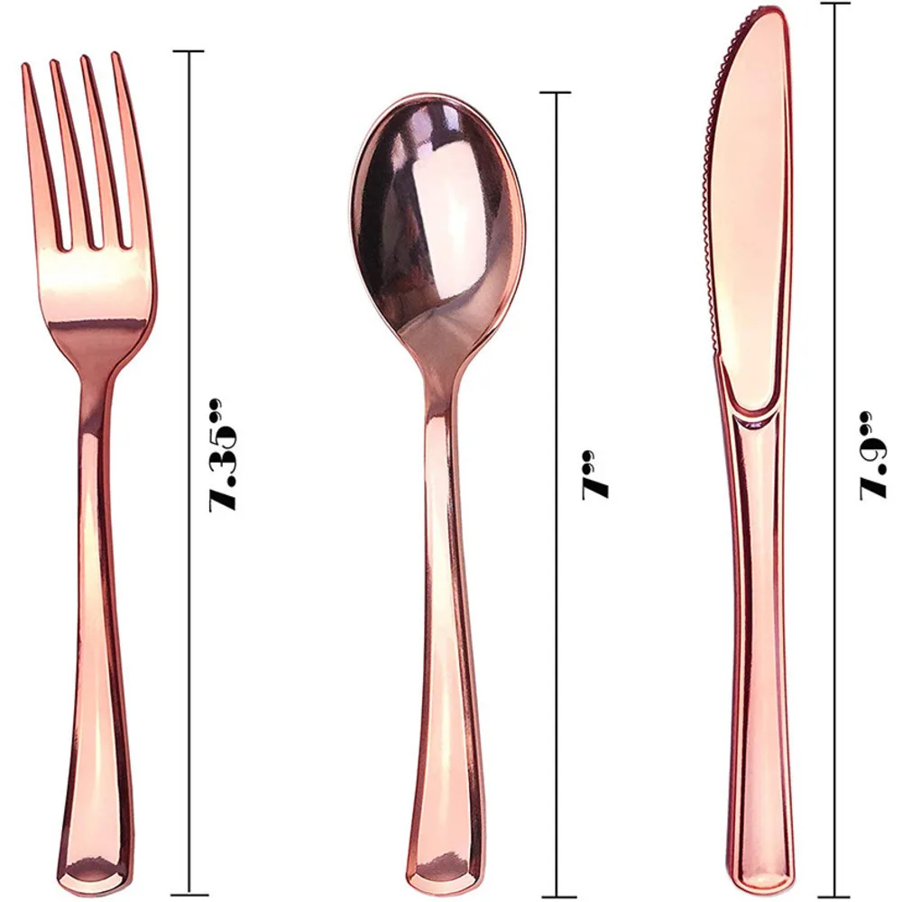 Одноразовые столовые приборы из розового золота нож вилка ложка детский день