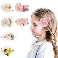 cotton handmade princess baby girl childrens simulated flower hairpin photography performance crimping hairpin edge clip