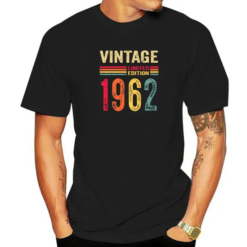 

Винтажная Мягкая футболка для мужчин и женщин, из 100% хлопка, в подарок 60 лет, ограниченная серия, новинка на 50-й день рождения, Повседневная Уличная одежда, 1962