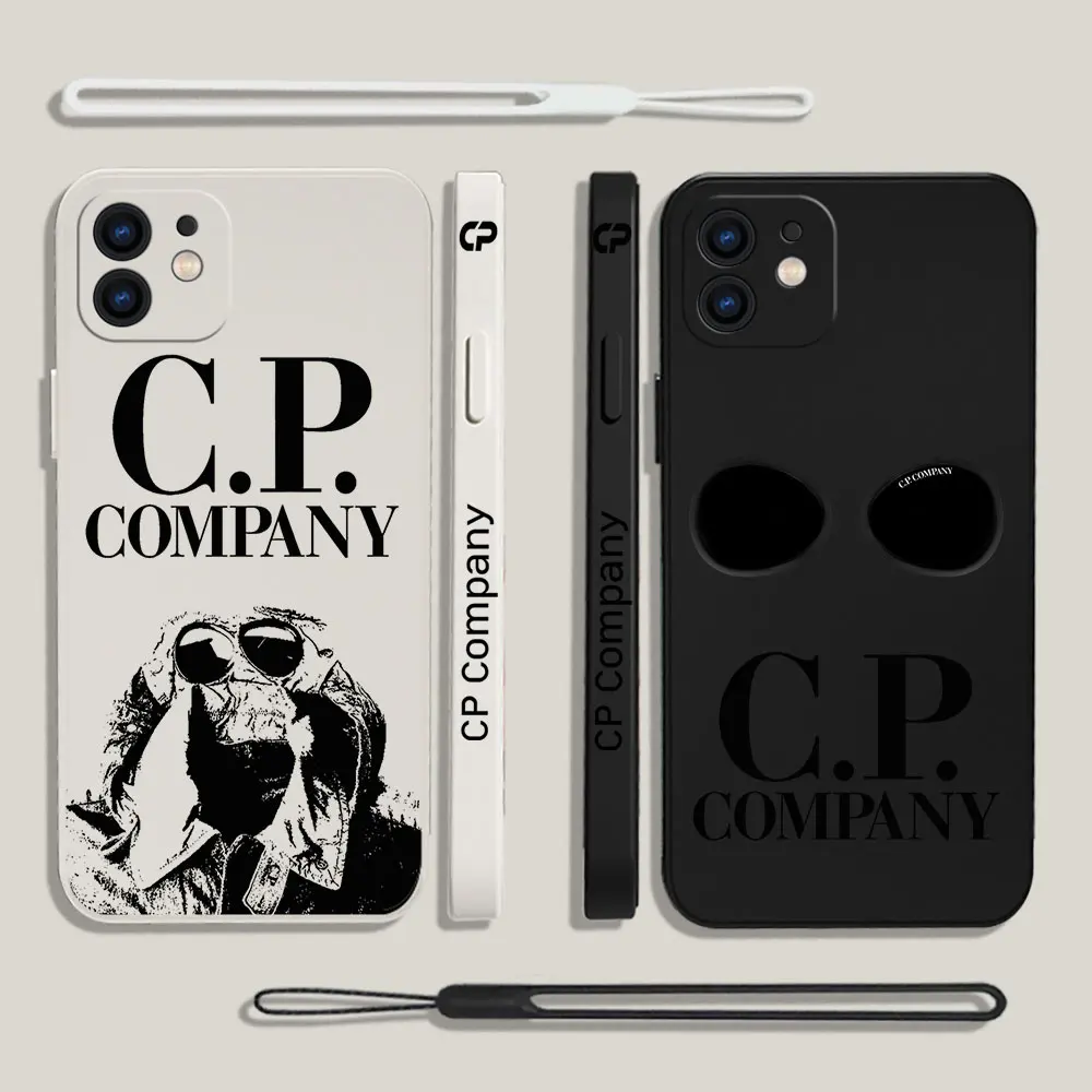 

Fashion Brand Design-CP Phone Case For iPhone 14 13 12 11 Pro Mini X XR XS MAX 8 7 Plus Company Silicone Cases with Hand Strap