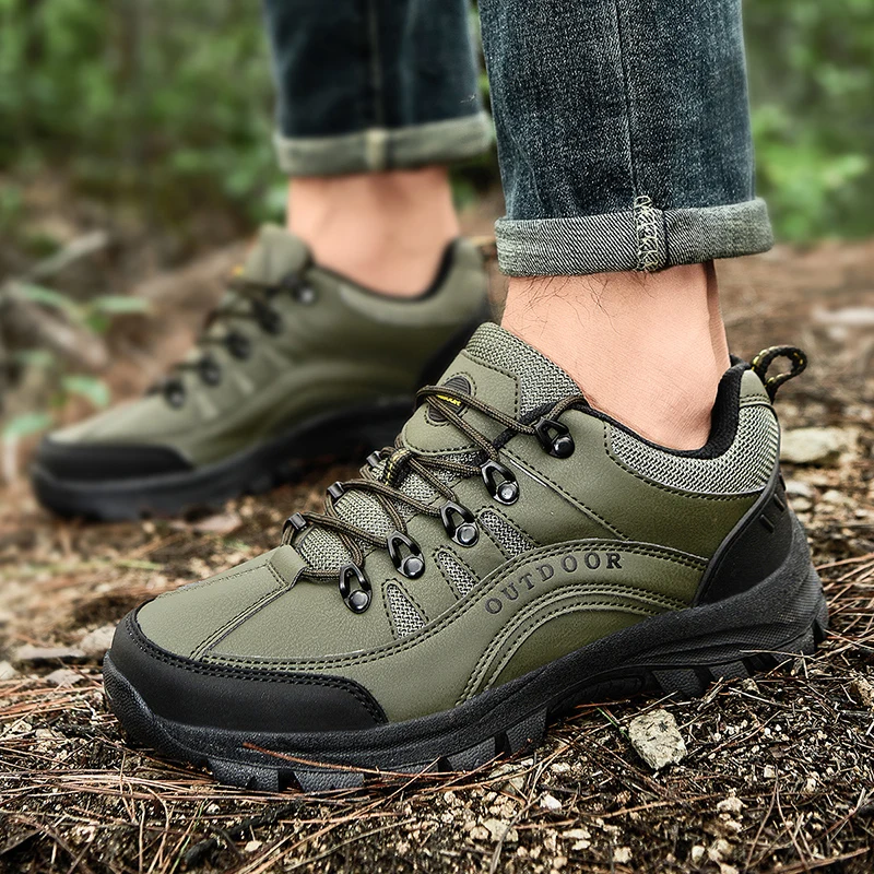 Green Men Hiking Shoes Large Size 38-49 Outdoor Non Slip Jogging Trekking Men Sneakers Comfortable Breathable Climbing Shoes Men
