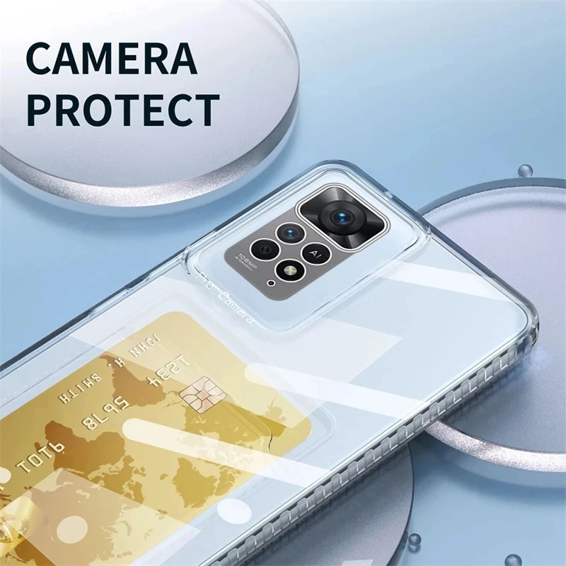 Мягкий прозрачный чехол с карманом для карт POCO X3 Pro NFC X4 GT отделением M4 5G M3 F4 тонкий