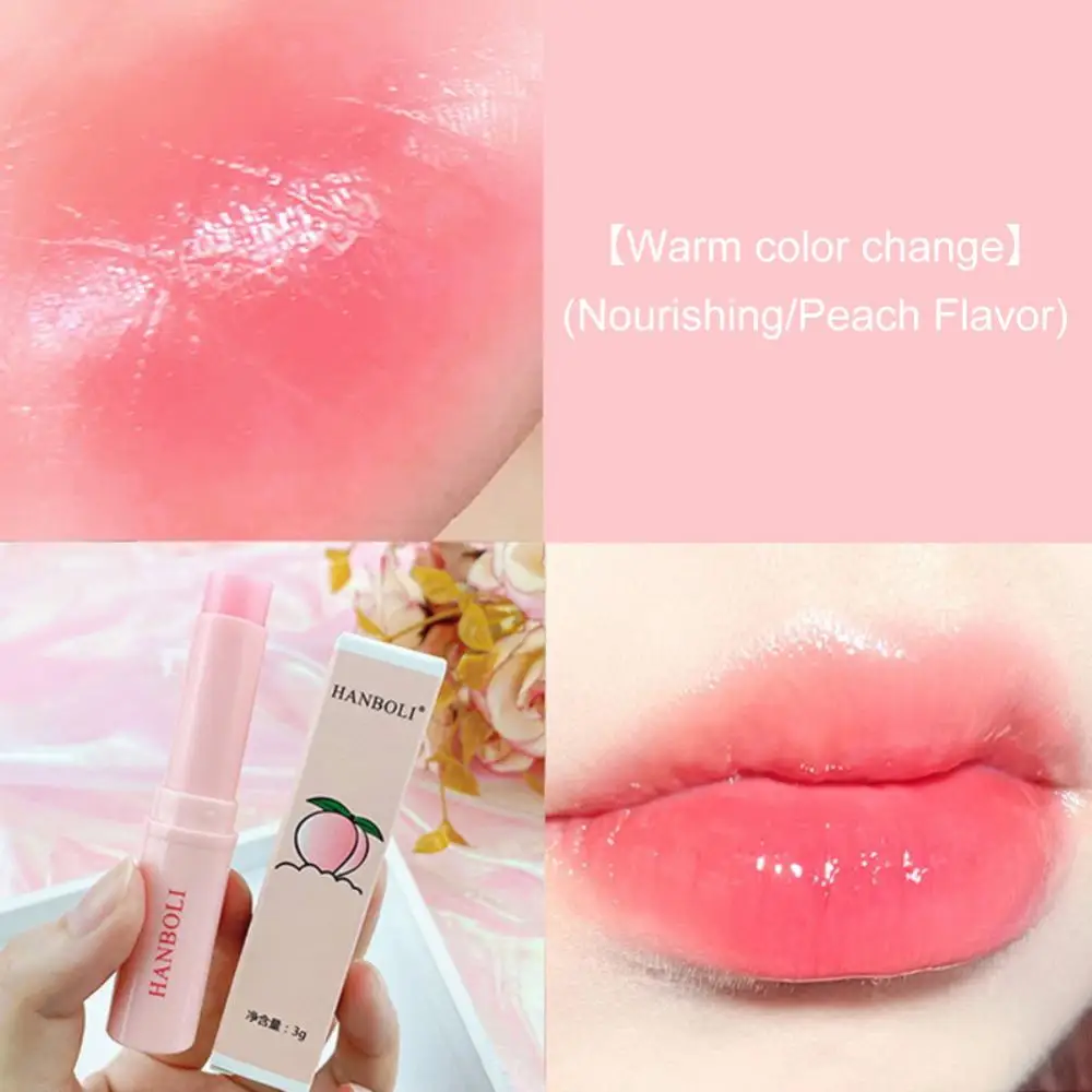 

Natural Peach Lip Balm Temperature Change Color Lipstick Moisturizing Long-lasting Lip Care Tools Beauty Women MakeUp Cosmetics