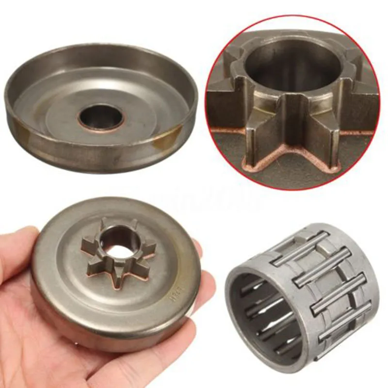

1 Piece 7T Clutch Sprocket Cover Drum Chain For Husqvarna 340 345 350 445 445E 450 450E 1x Needle Roller Bearing Bearings