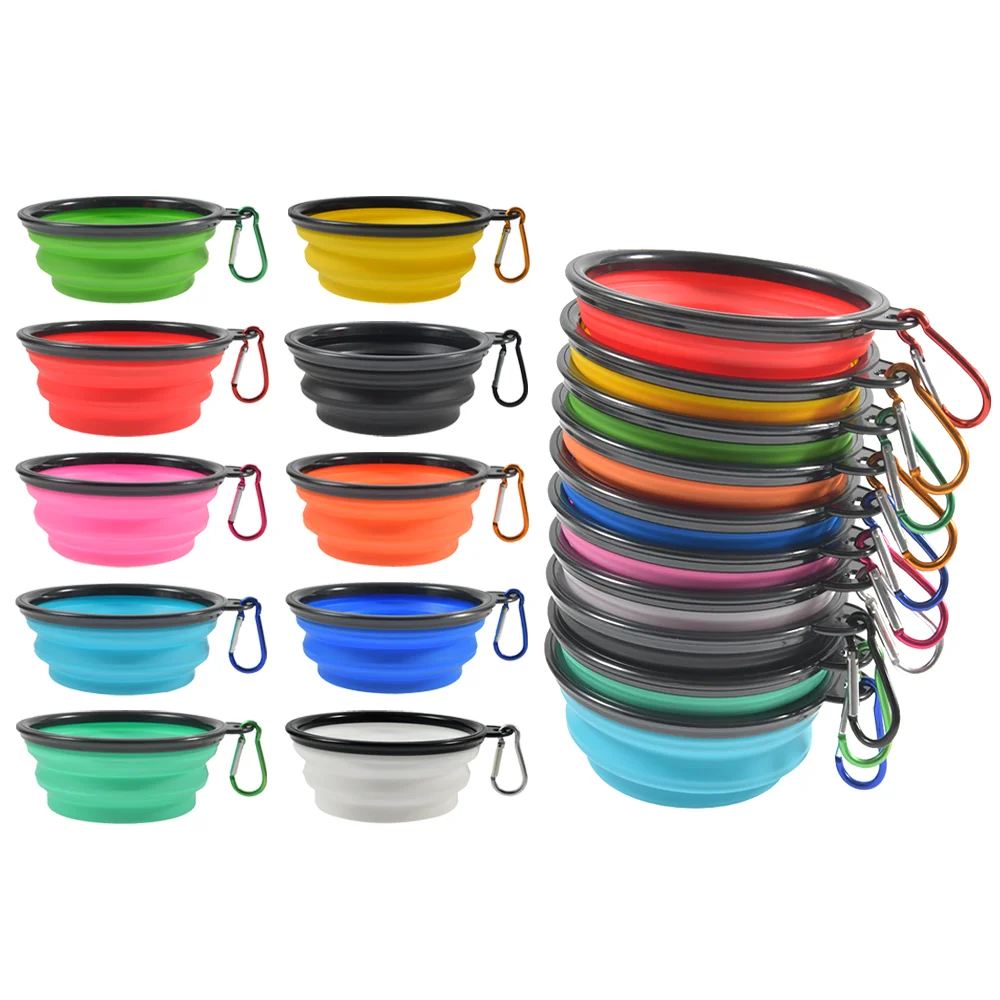 

350ML 1000ML Portable Foldable Cat Bowl Dog Basin Outdoor Travel Portable Silicone Pet Bowl