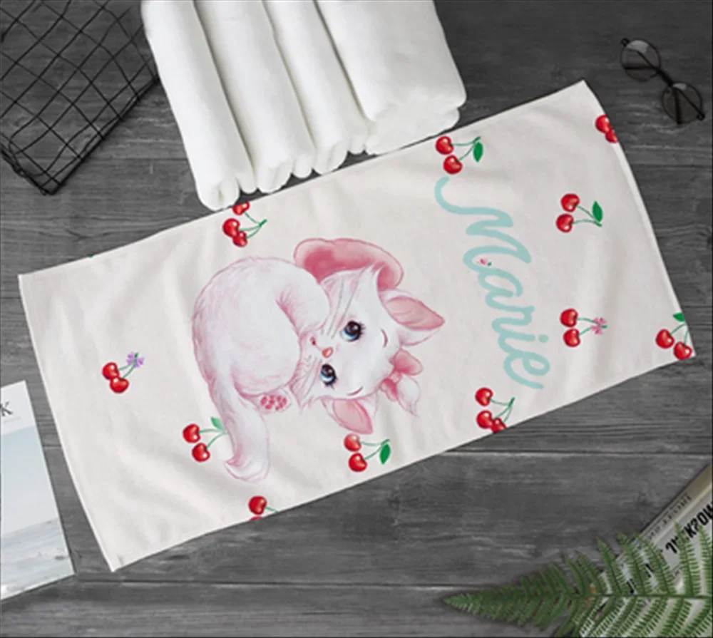 Marie Cat Design Банное полотенце 3D Прямоугольное пляжное для детской и ванной комнаты