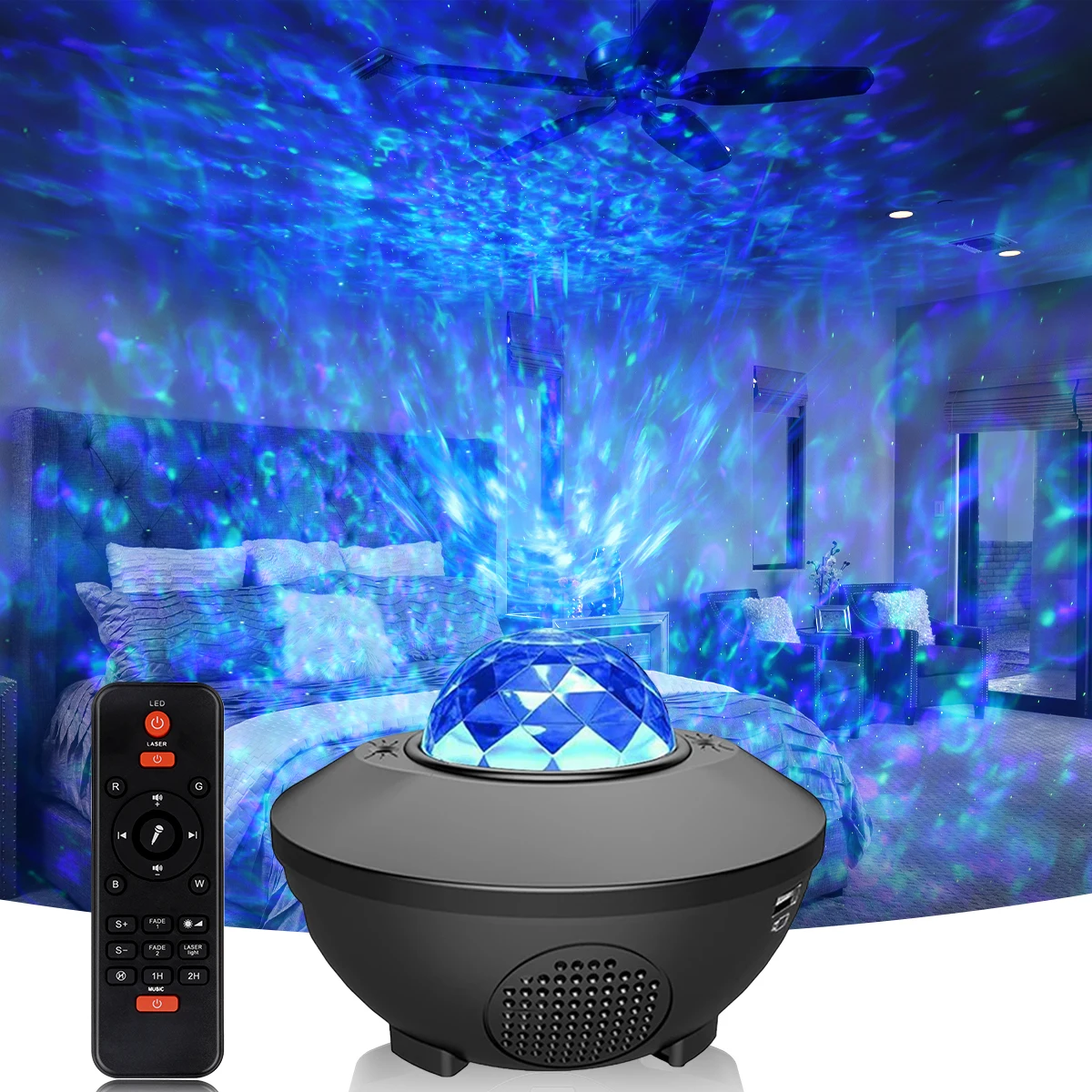 

LED Star Galaxy Projector Ocean Wave Night Light Room Decor Rotate Starry Sky Projectors Romantic Decoration Bedroom Lamp Gifts