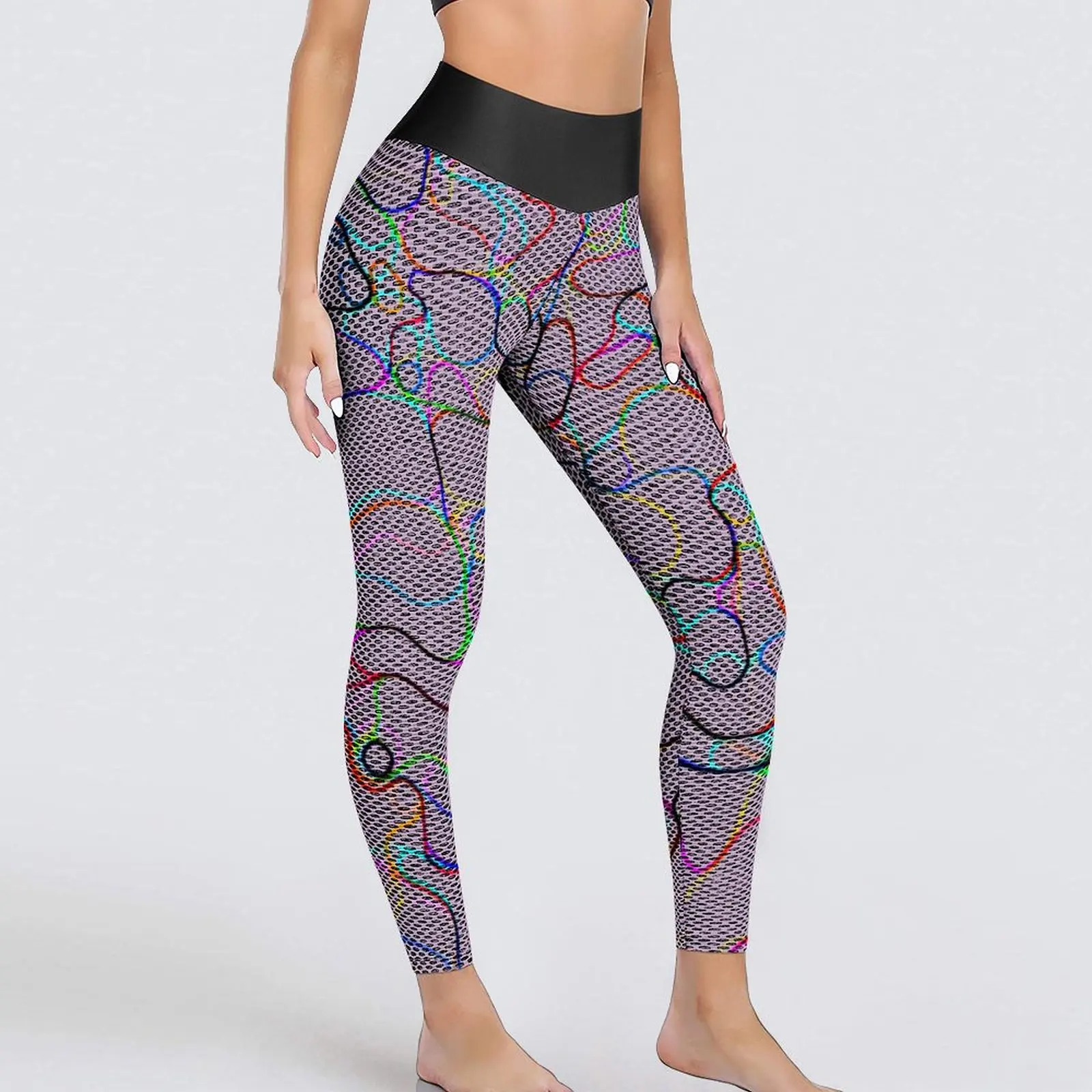 

Curvy Lines Leggings Sexy Colorful Print Workout Gym Yoga Pants Push Up Seamless Sports Tights Women Sweet Graphic Leggins Gift