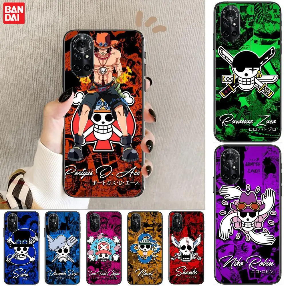 

One Piece Clear Phone Case For Huawei Honor 20 10 9 8A 7 5T X Pro Lite 5G Black Etui Coque Hoesjes Comic Fash design