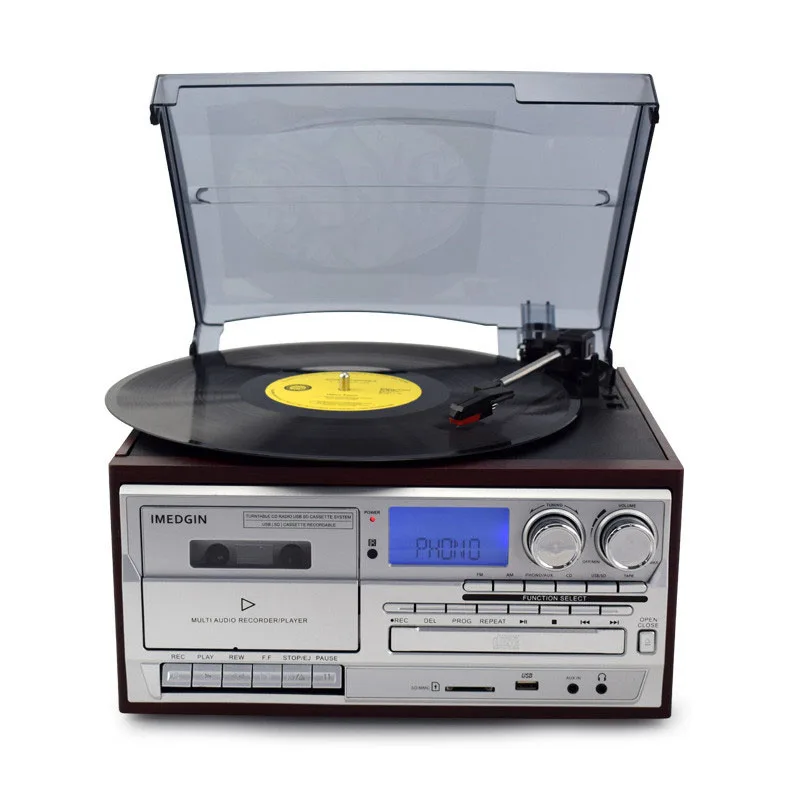 

Multifunctional Gramophone 3 Speed Adjustable Vinyl Record Player with Phono CD&Cassette FM/AM Radio USBREC Free Shipping
