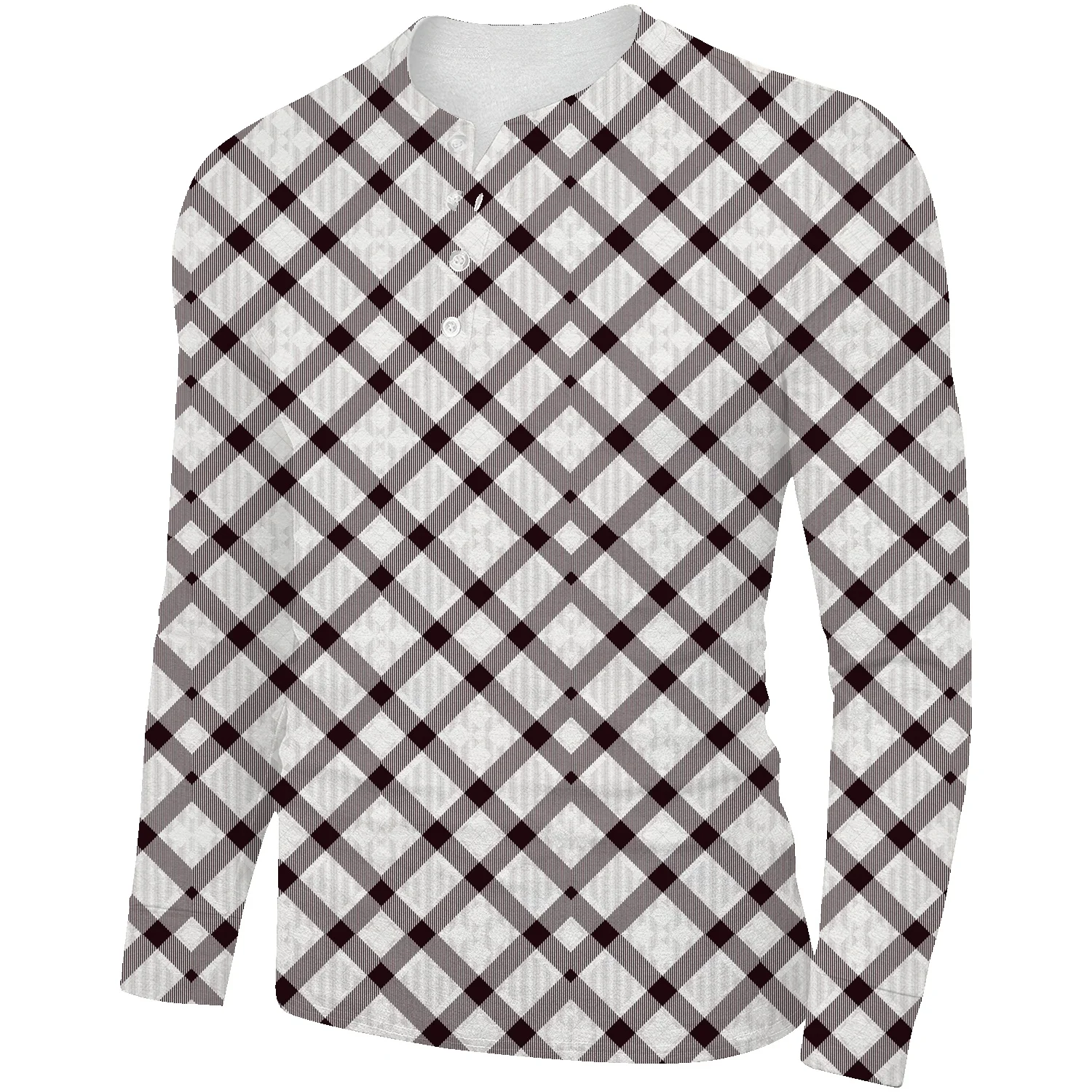 

Мужская Весенняя тонкая футболка с длинным рукавом и воротником «Генри»