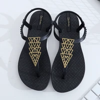 comemore 2022 flat womens summer sandals flip flops bohemian flat beach shoes female casual shoe for women woman espadrilles 40