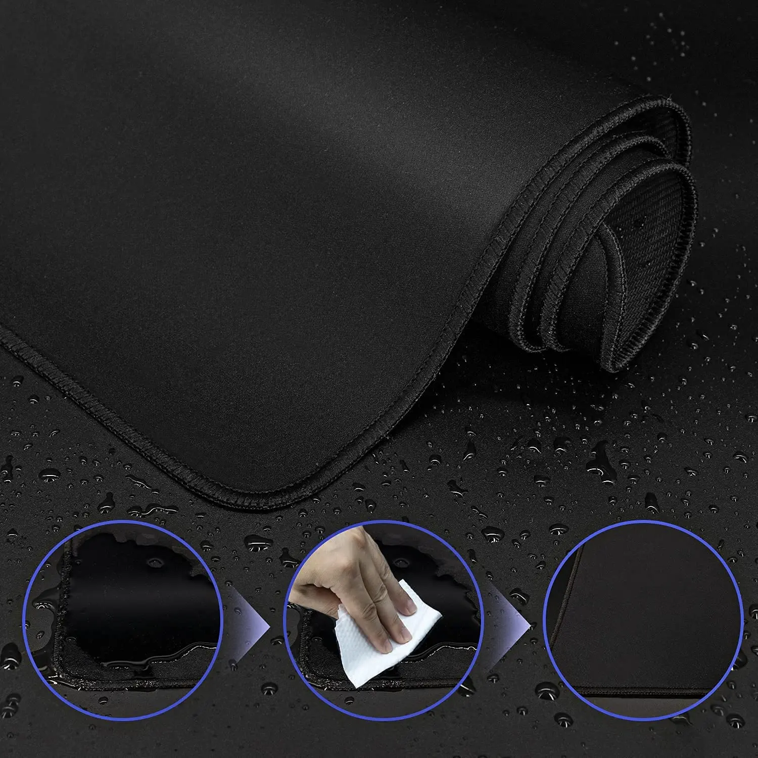 Black Gaming Mouse Pad Large Extended Computer Mat Stitched Edges Non-Slip Waterproof for Office Home desk mat |