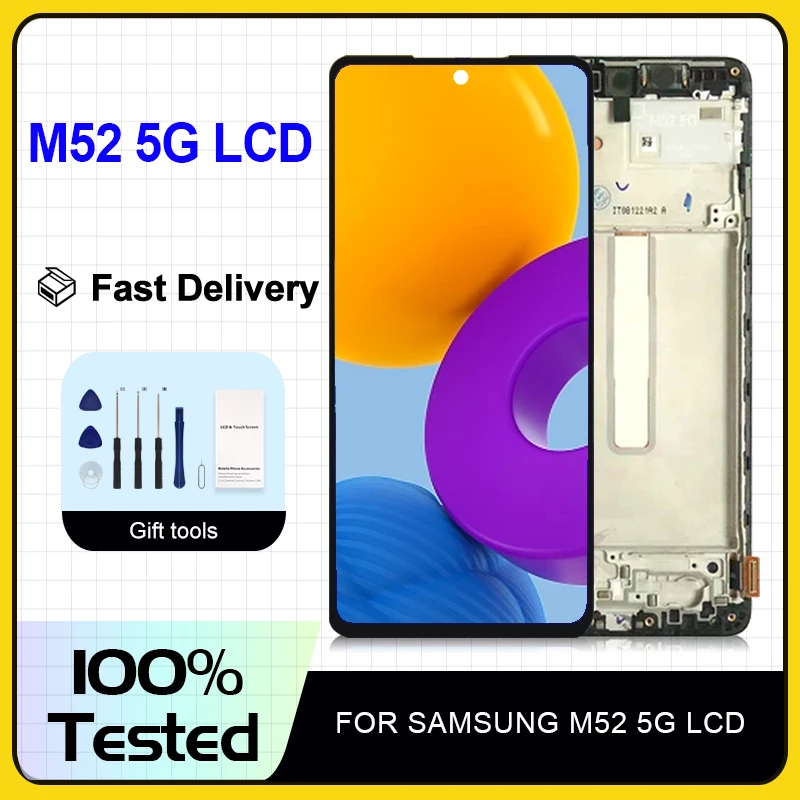 

1Pcs 6.7 Inch M526 Display For Samsung Galaxy M52 5G LCD Touch Panel Screen Digitizer M526B Assembly Repair Parts With Frame