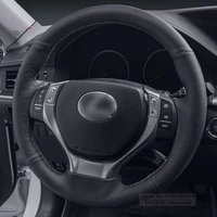 diy customized black suede leather car steering wheel cover grip on wrap for lexus es200 300h rx300 nx200 ct200h
