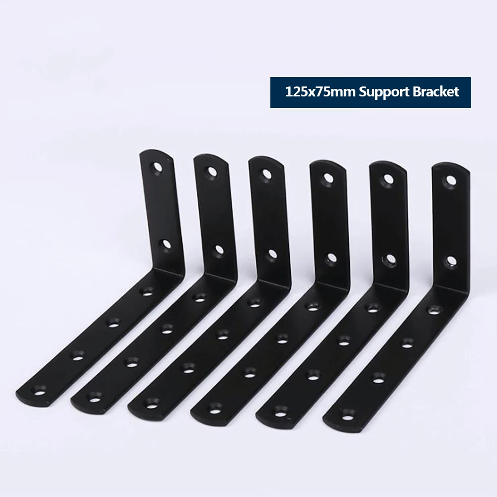 

2Pcs/Sets Left steel thickened black L-shaped right angle bracket 90 degree shelf bracket connector iron angle code hardware