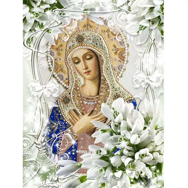 

Diy 5D Special-shaped Diamond Painting Virgin Lily Cross Stitch Kit Embroidery Diamond Mosaic Picture Religious Icon Home Decor