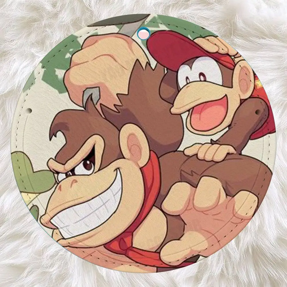 Фото Кожаная багажная бирка с мультяшным дизайном D-Donkey K-Kong для чемодана, идентификатор для багажа, держатель для имени, адреса, для путешествий №4