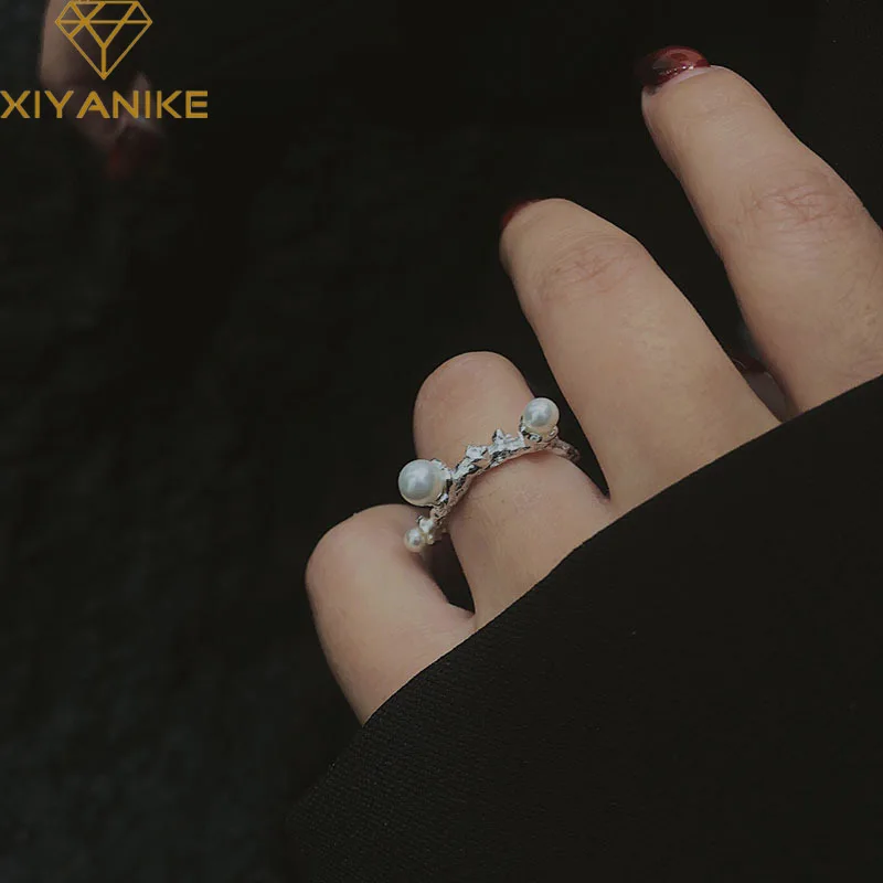 

XIYANIKE Imitation Pearls Branch Open Cuff Finger Rings For Women Girl Fashion New Jewelry Ladies Gift Party кольцо женское