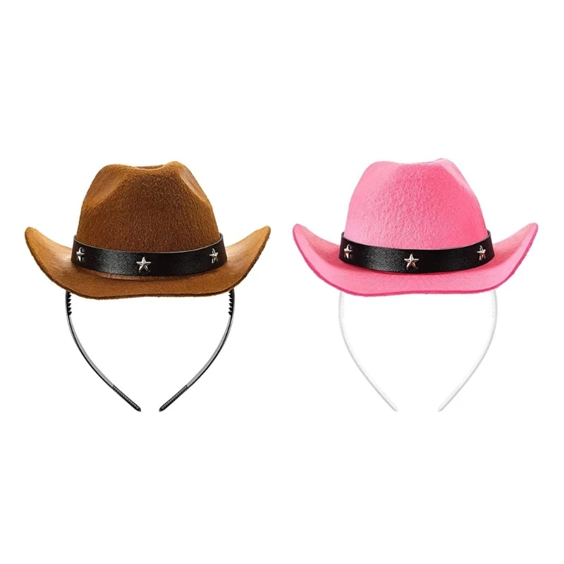 

Cowboy Hat Headband Party Hairhoop Fashion Cowgirl Hat Headpiece Cosplay Costume Hairband for Adult Festival Headgear T8NB