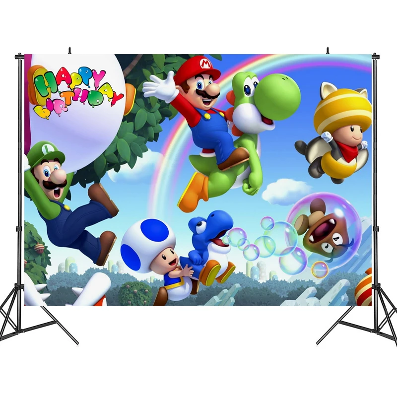 Игровой оригинальный фон для дня рождения в стиле супер Марио Братья тканевая