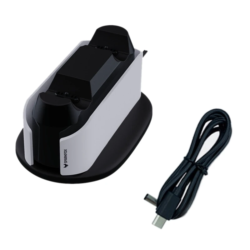 

Беспроводное зарядное устройство для контроллера с двумя портами USB Type-C, док-станция для быстрой зарядки PS5, аксессуары для контроллера ...