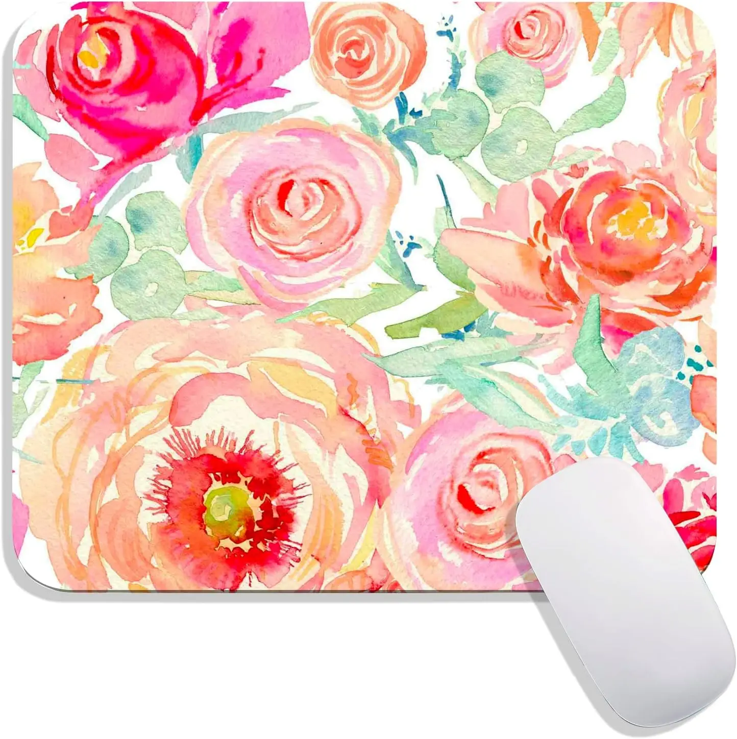

Rose Floral Flower Mouse Pad Watercolor Premium-Textured Mousepads Design Mousepad Non-Slip Rubber Base Computer Mouse Pads