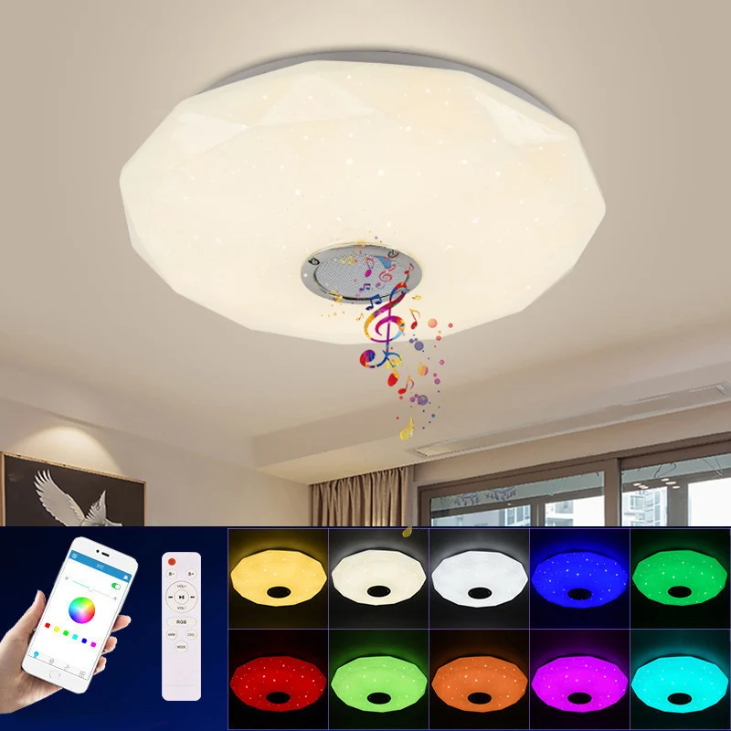 Led Ceiling Light Modern Bluetooth Music Remote RGB WIFI 256 Color Bedroom Living Room Lighting Diamond Starry Atmosphere Lamps