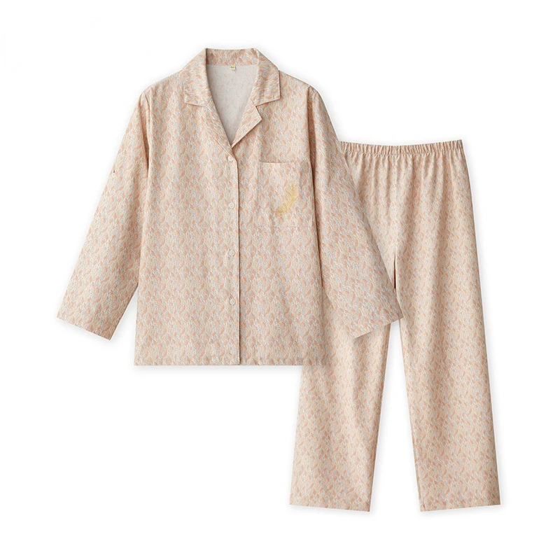 Женский хлопковый пижамный комплект 2022 теплый домашний костюм с длинным рукавом