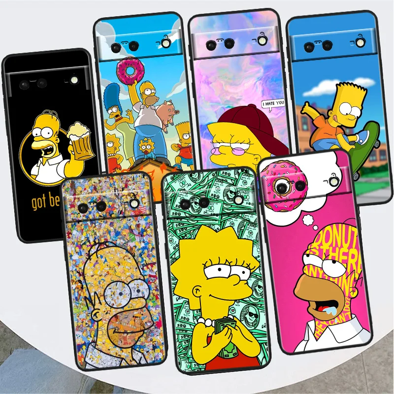 

The Simpsons Shockproof Cover for Google Pixel 7 6a 6 Pro 5 4 4A XL 5G Black Phone Case Shell Soft Fundas Capa