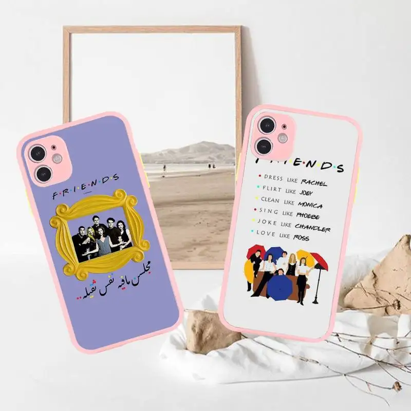 

friends tv show Phone Case For iPhone 13 12 11 Mini Pro XR XS Max 7 8 Plus X Matte transparent Pink Back Cover