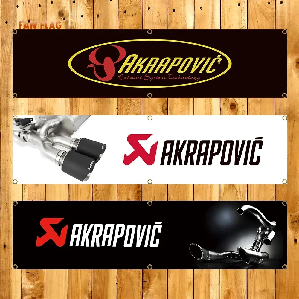 Фото 45X180CM Akrapovics баннер флаг полиэстер печатные автозапчасти флаги для декора комнаты гаража 90x360 см №2