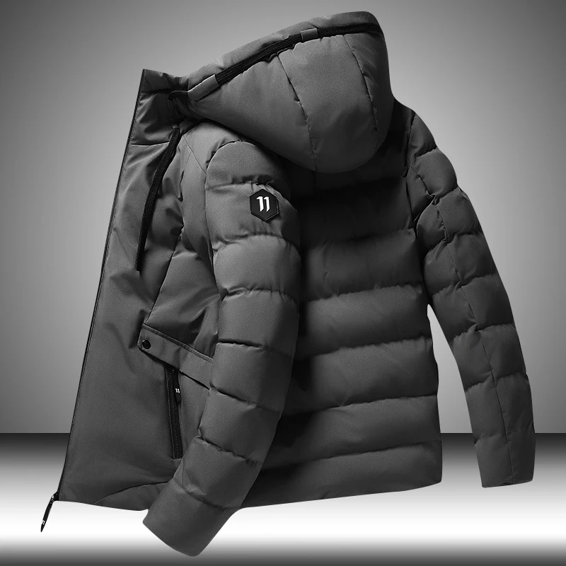 

Winter 2022 New Men Parkas Solid Color Thick Jacket Mens Casual Warm Windproof Outwear Zipper Coat Male Cotton-Padded Clothing