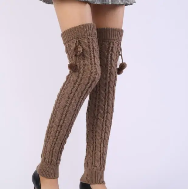 1Pair Hot Women Thigh High Stockings Solid High Socks Knitting Warm Cotton Japanese Over Knee Socks Leg Warmer Over Knee Socks