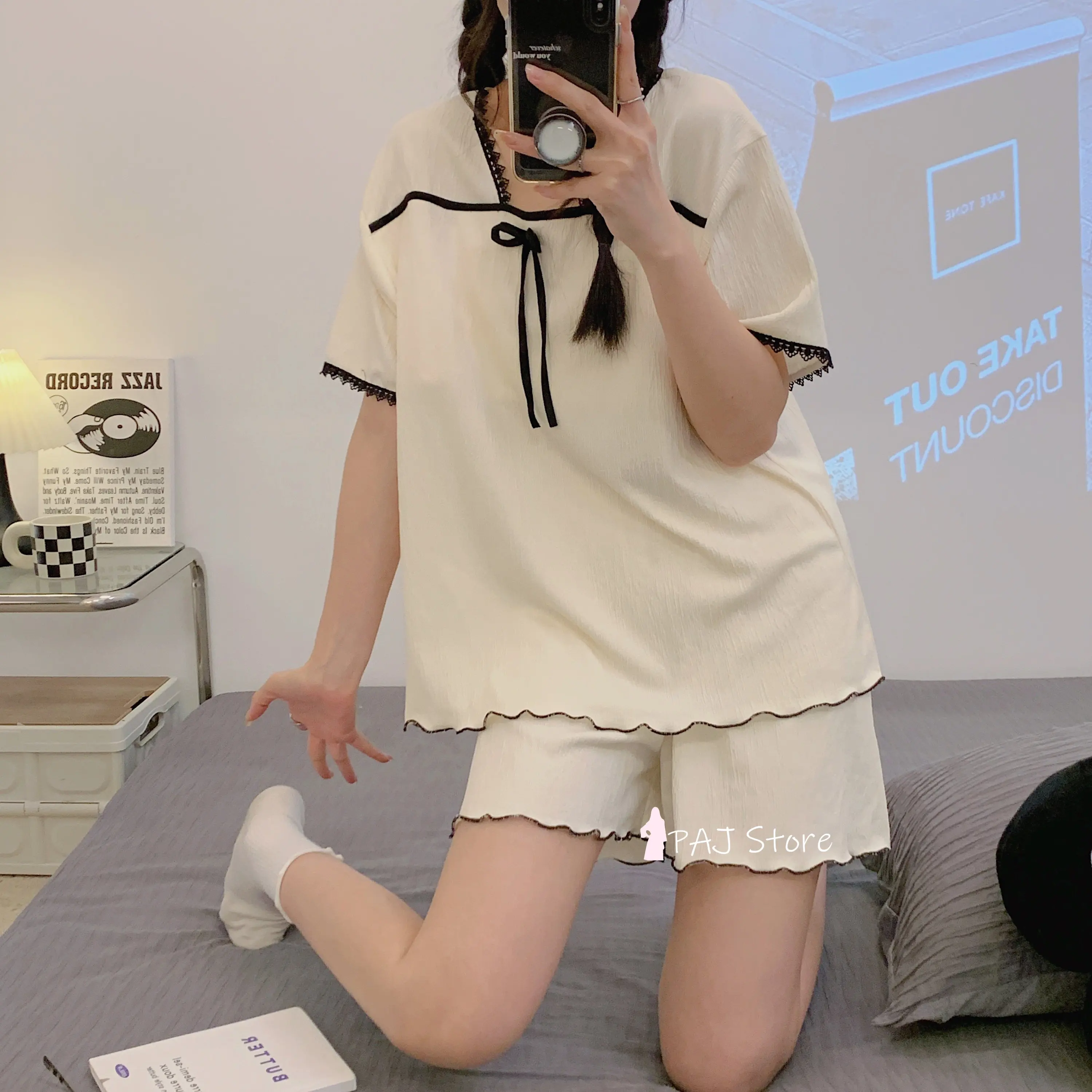 Women Cotton Short-sleeved Shorts Set Ladies Pajama Set Cute Pajamas with Shorts Pajamas Women Sleepwear Oversize Home Clothes