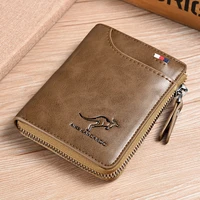 rfid blocking vintage business kangaroo credit card holder case anti theft clutch short mens leather wallet large capacity