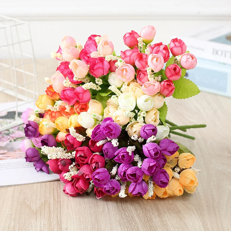 

Artificial Flowers Silk Rose Bud Single Stem Arrangement For Home Bridal Wedding Party Garden Table Festival Decoration Plants