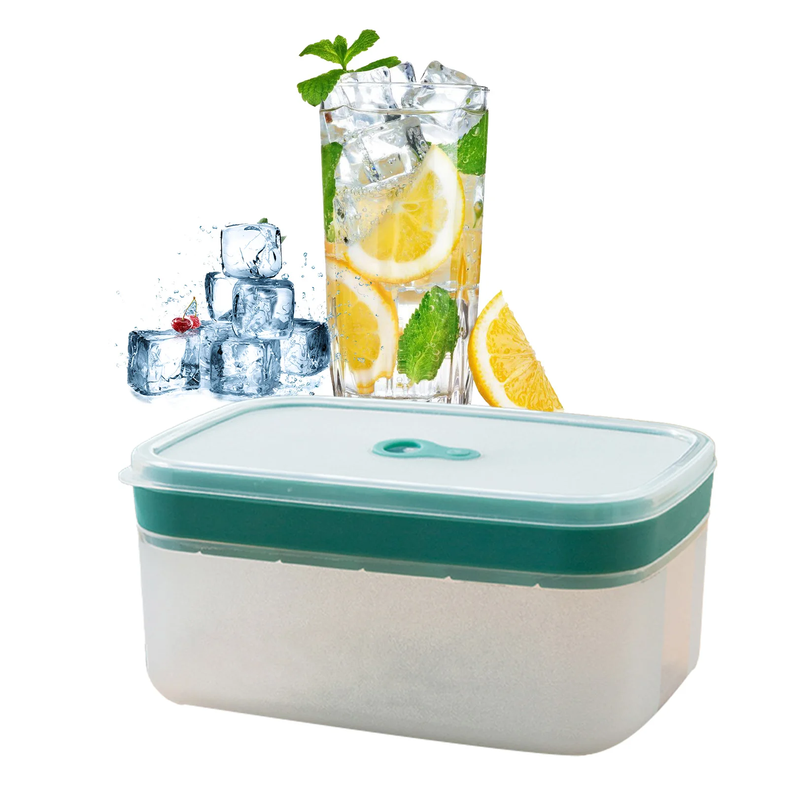 

Reusable Ice Cube Tray With Lid Silicone 24 Girds Square Ice Trays For Freezer With Bin Stackable Silicone Ice Cube Mold For