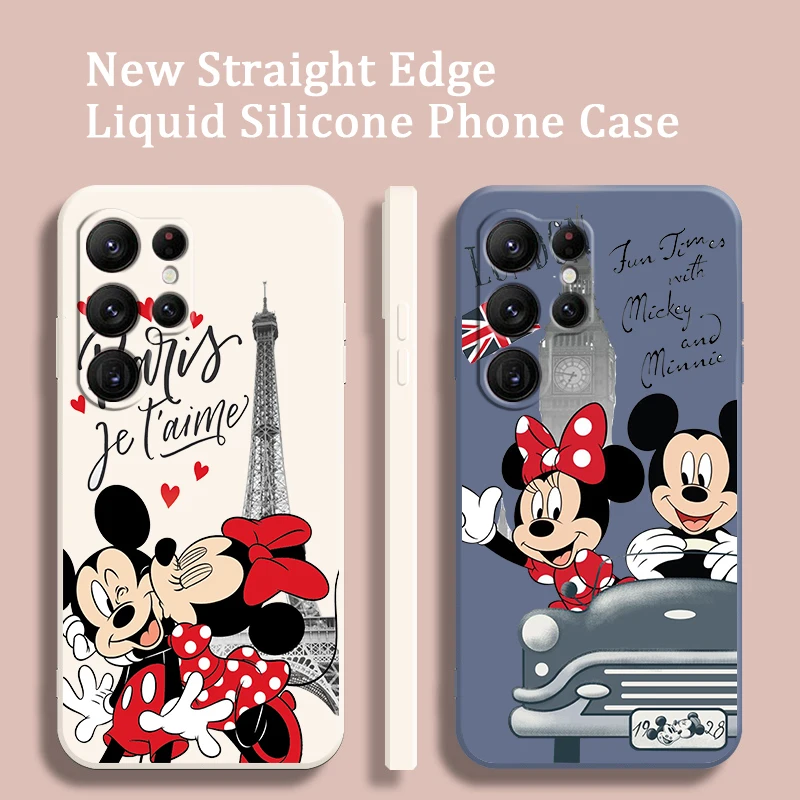 

London Mickey Minnie mouse Liquid Rope Phone Case For Samsung Galaxy S22 S21 S20 FE S10 Note 20 10 Plus Lite Ultra 5G Funda