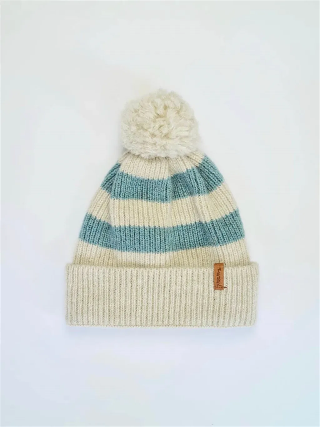 

Retrobird Unisex Striped Beanie with Pompon Beige
