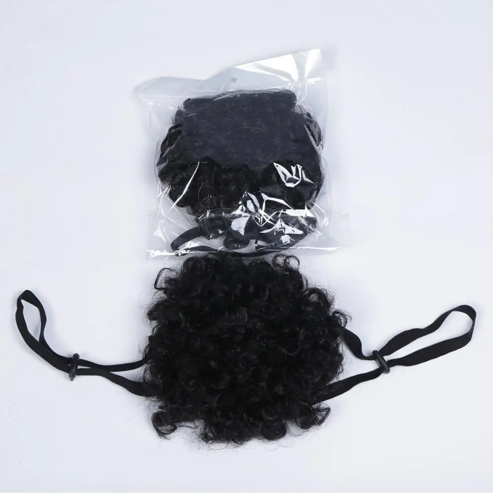 Парик для домашних животных забавная шапка с искусственными вьющимися черными