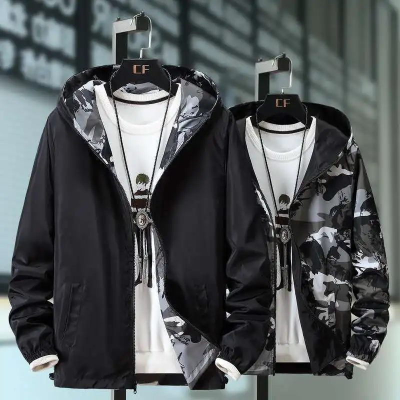 

Spring Autumn Men's Jacket Windbreakers Camouflage Fashion Waterproof Coat Casual Hooded Male Outerwear Men's CLothing Size 7XL