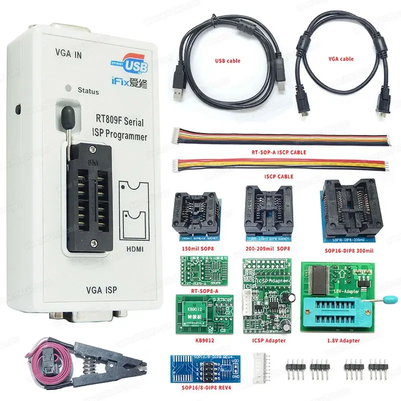 Фото Программатор USB RT809F 2025-2026: Комплект для программирования микросхем 24-25-93, высокоскоростной программатор RT809F №3